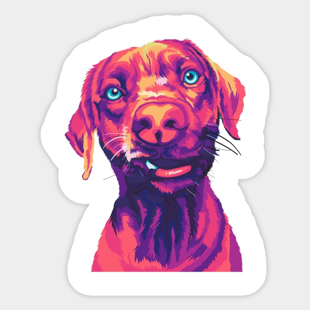 Unique Expression Dog on Pop Art Illustration Sticker by Tupai Art